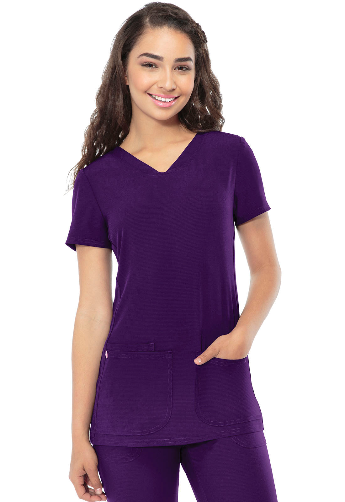 Women's Shaped V-Neck Top - Eggplant