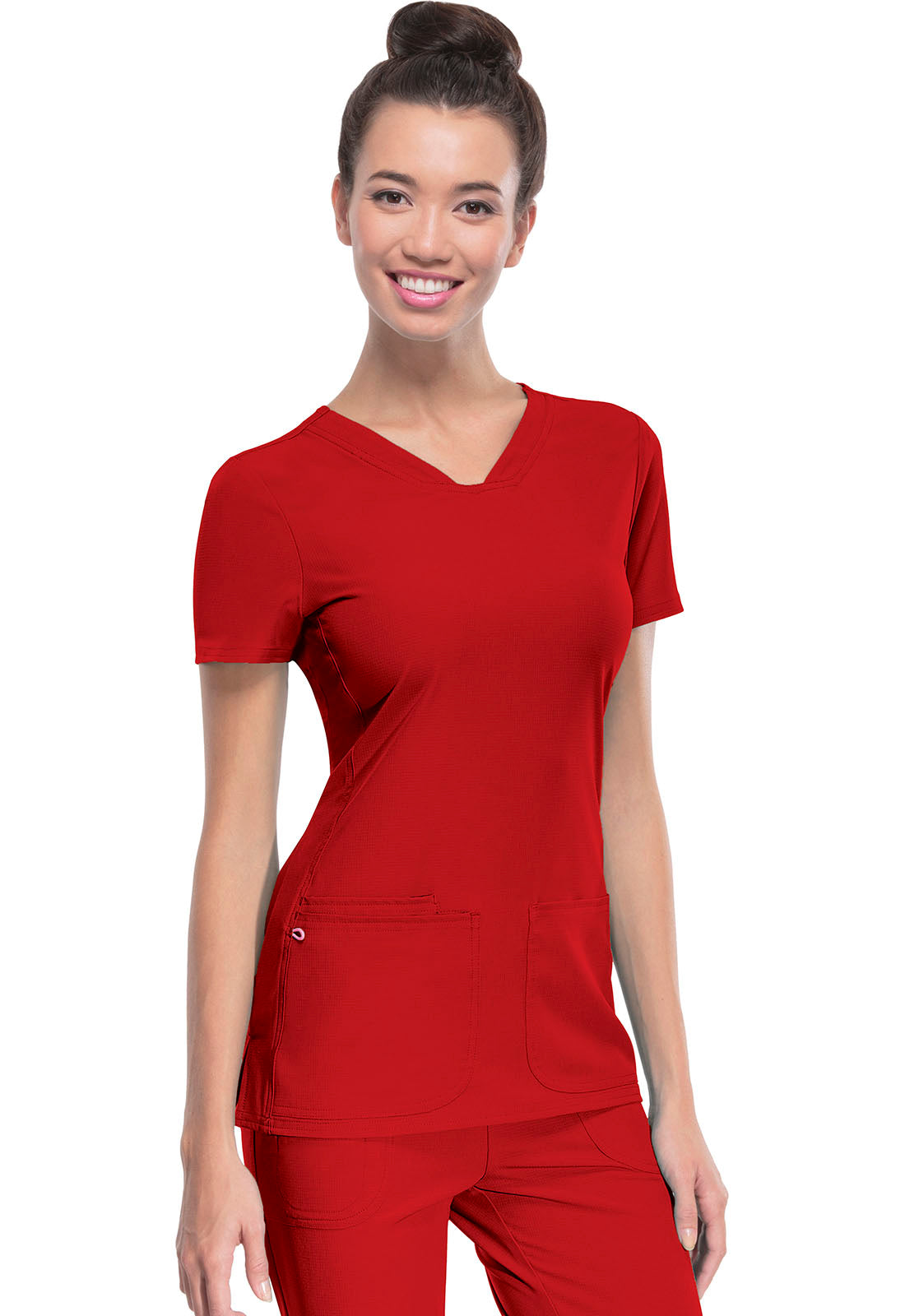 Women's Shaped V-Neck Top - Red
