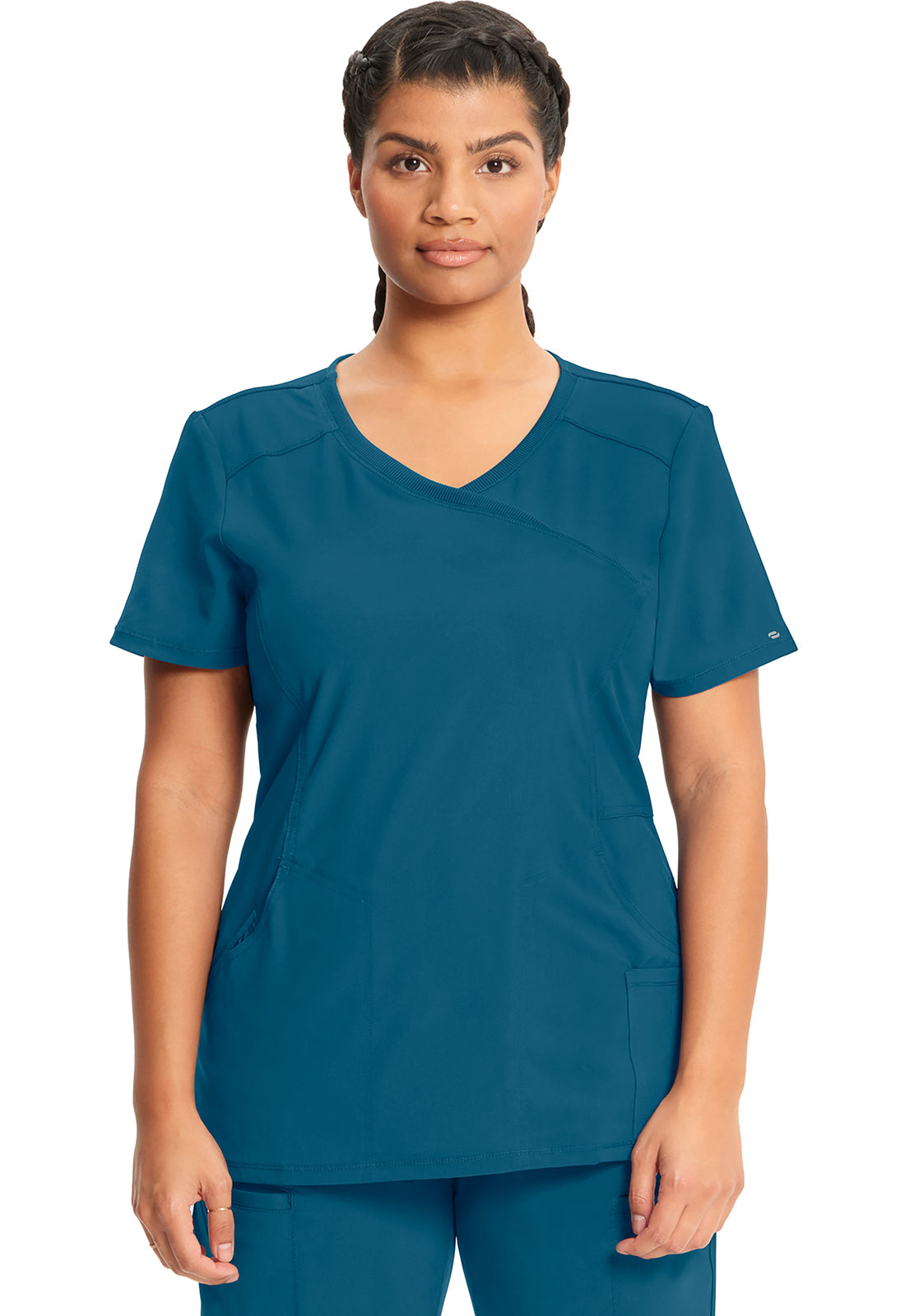 Women's Mock Wrap Top - Caribbean Blue