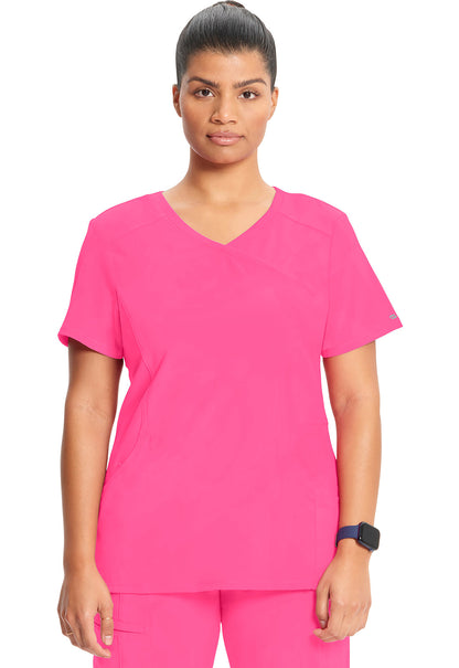 Women's Mock Wrap Top - Carmine Pink