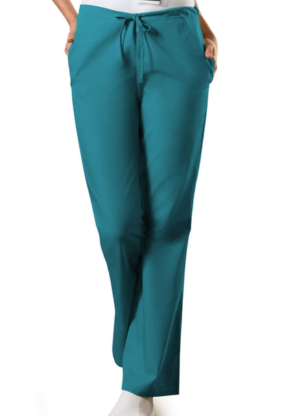 Women's Natural Rise Flare Leg Drawstring Pant - Teal Blue