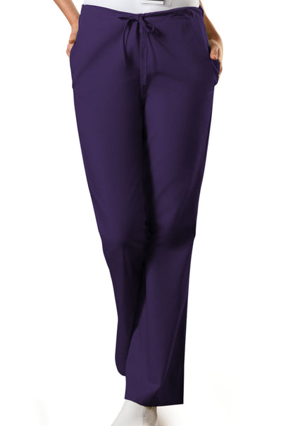 Women's Natural Rise Flare Leg Drawstring Pant - Eggplant