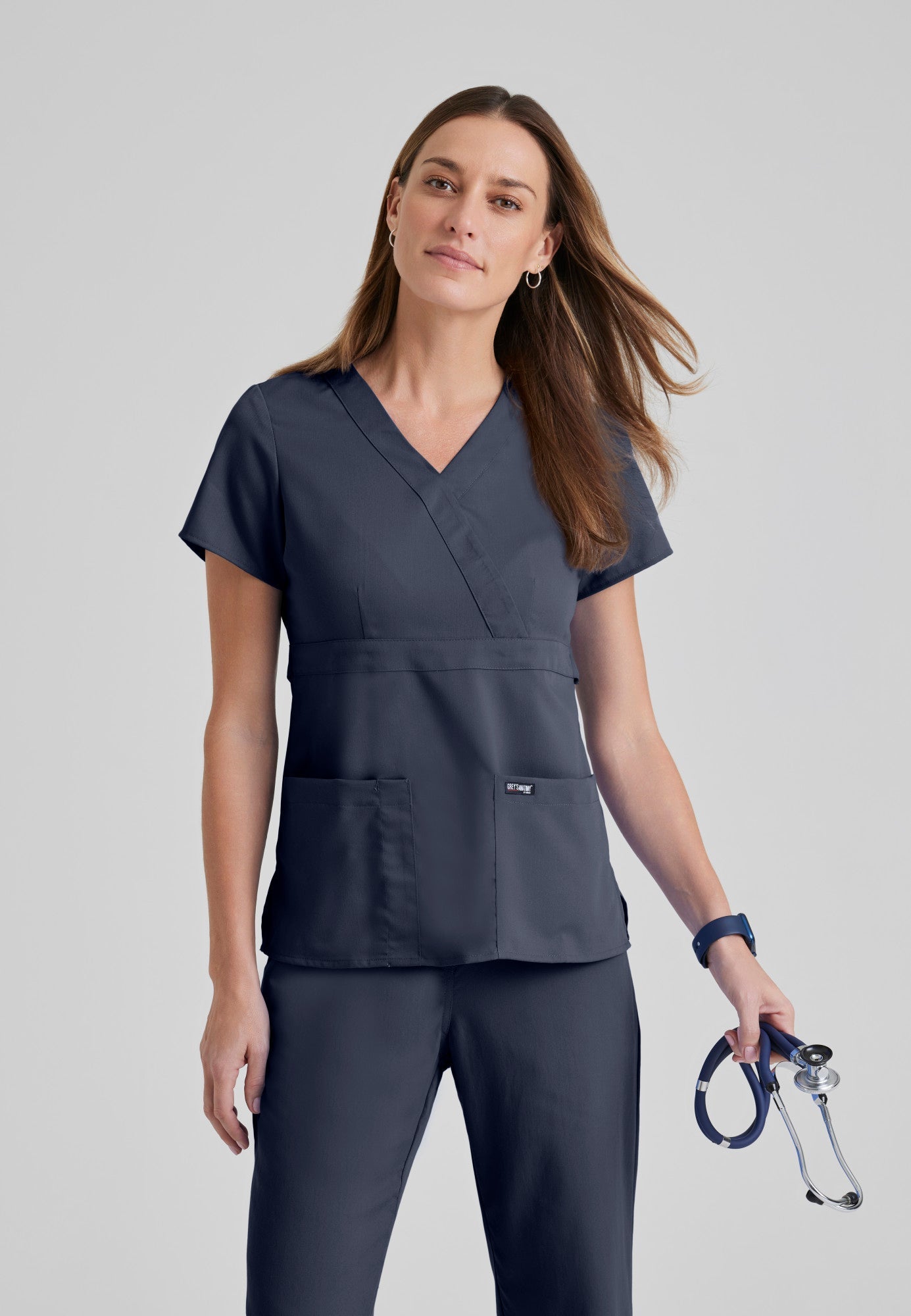 Riley Top - Steel - Jen's Scrubs
