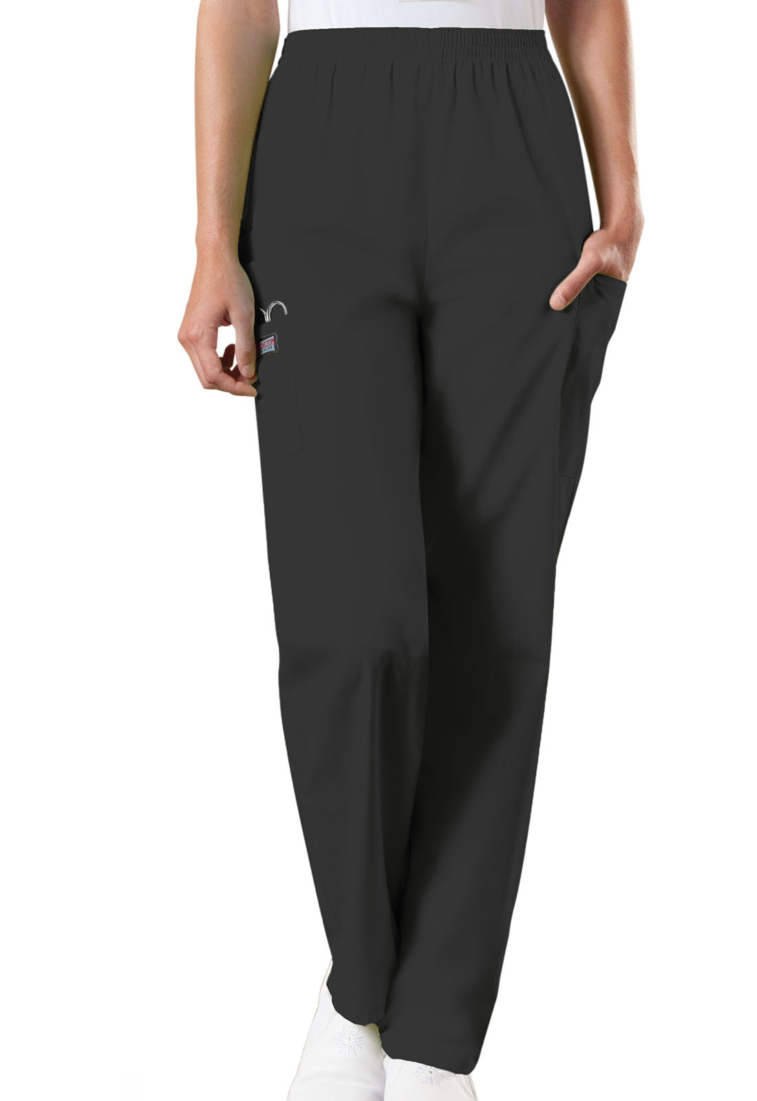 Women's Natural Rise Tapered Pull-On Cargo Pant - Black