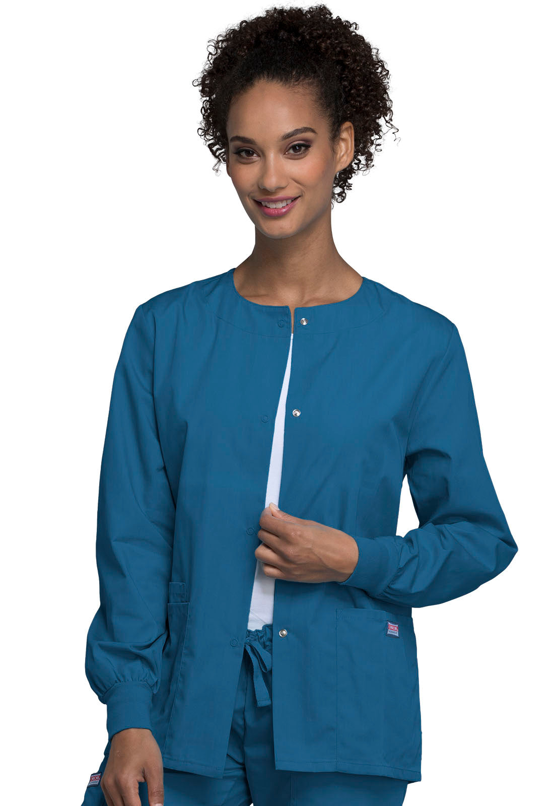 Women's Snap Front Warm-Up Jacket - Caribbean Blue
