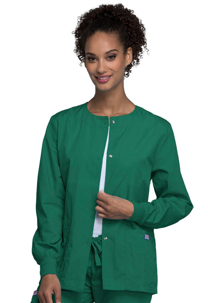Women's Snap Front Warm-Up Jacket - Hunter Green