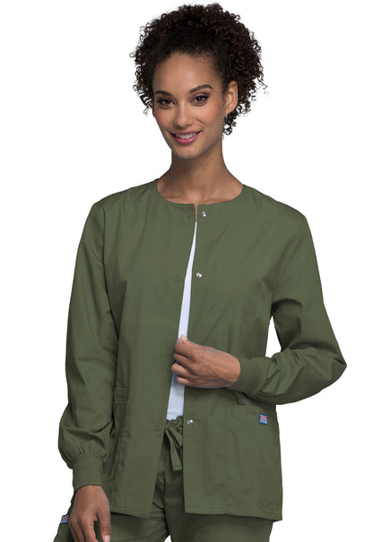 Women's Snap Front Warm-Up Jacket - Olive