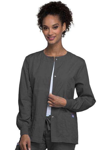 Women's Snap Front Warm-Up Jacket - Pewter