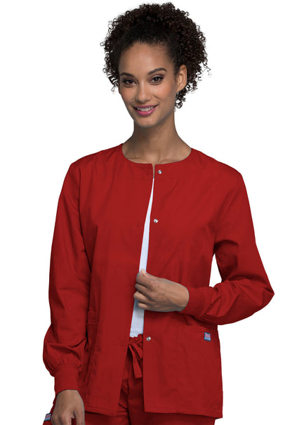 Women's Snap Front Warm-Up Jacket - Red