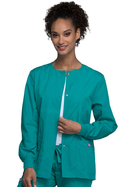 Women's Snap Front Warm-Up Jacket - Teal Blue