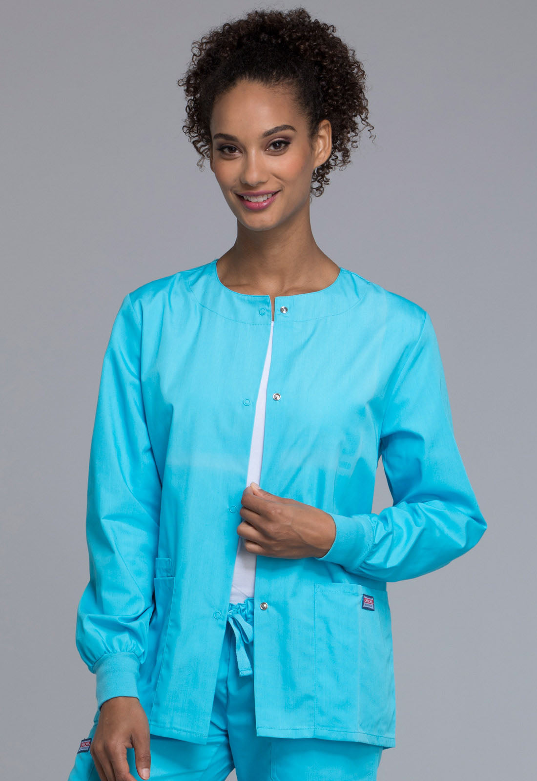Women's Snap Front Warm-Up Jacket - Turquoise