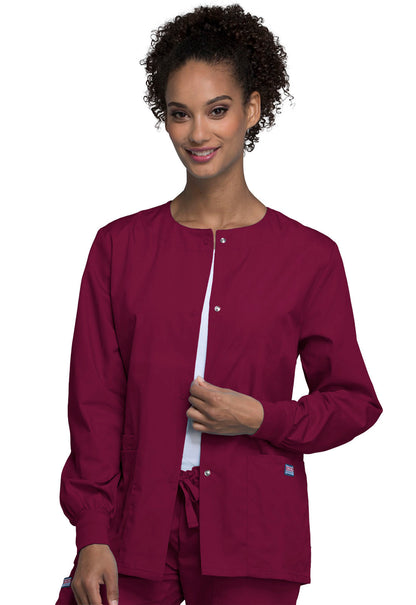 Women's Snap Front Warm-Up Jacket - Wine