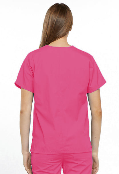 Women's V-Neck Top - Shocking Pink
