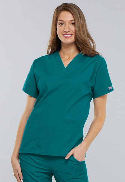 Women's V-Neck Top - Teal Blue