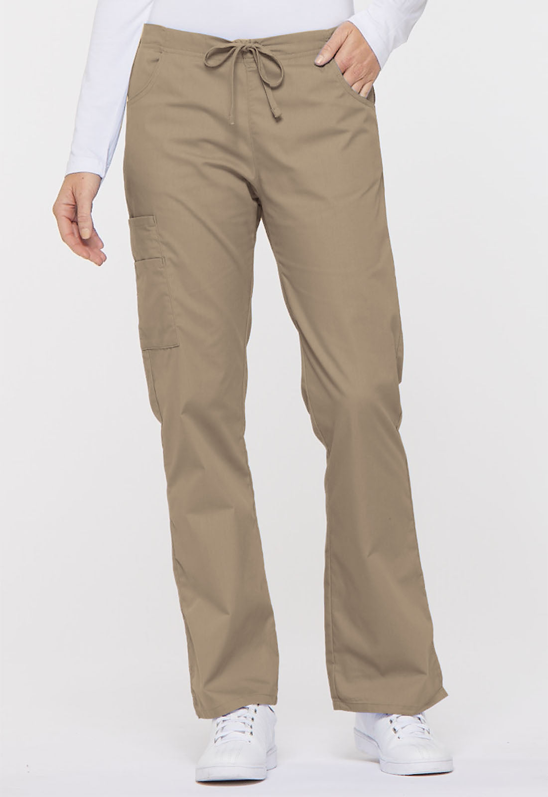 Women's Mid Rise Drawstring Cargo Pant - Dark Khaki