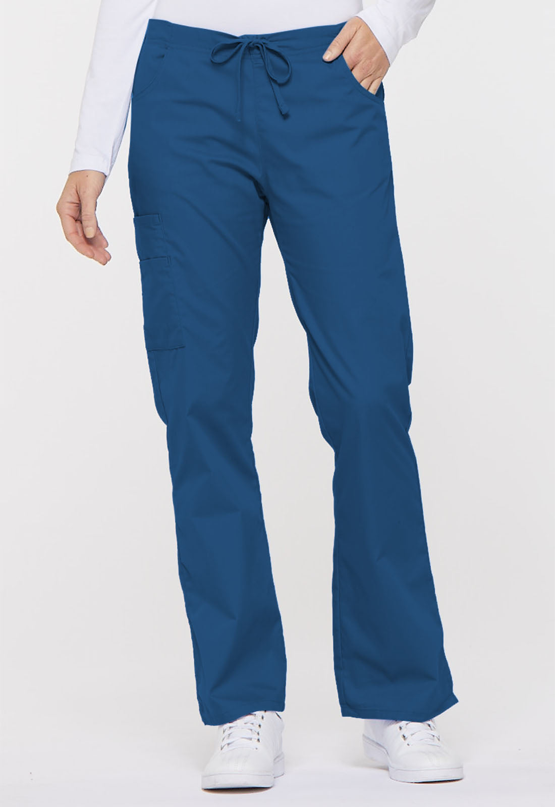 Women's Mid Rise Drawstring Cargo Pant - Royal