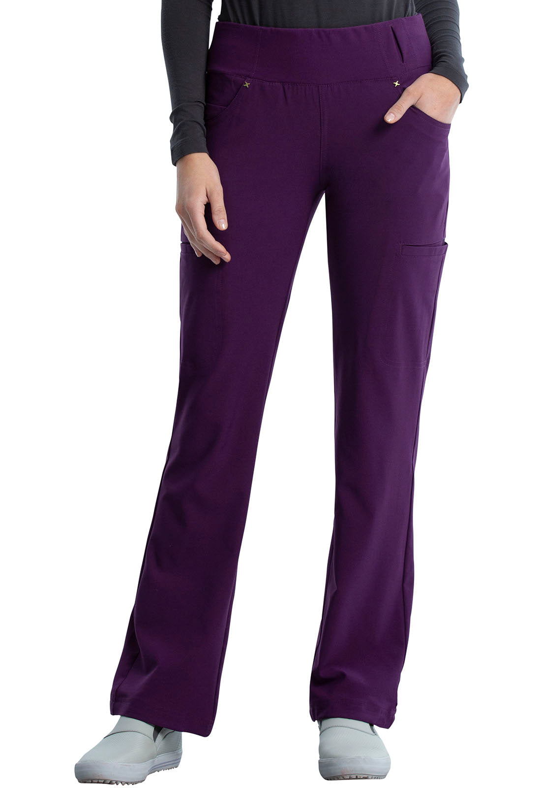 Women's Mid Rise Straight Leg Pull-on Pant - Eggplant