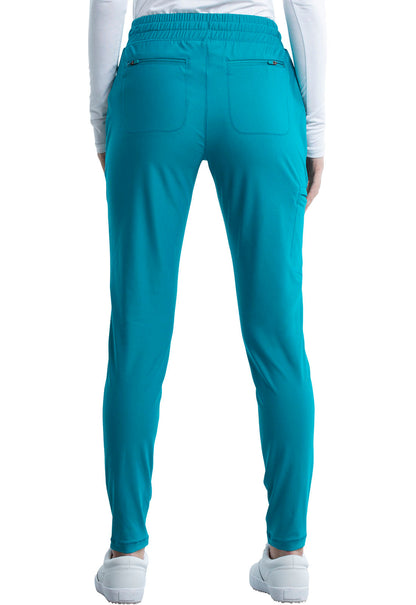 Women's Mid Rise Tapered Leg Drawstring Pant - Teal Blue
