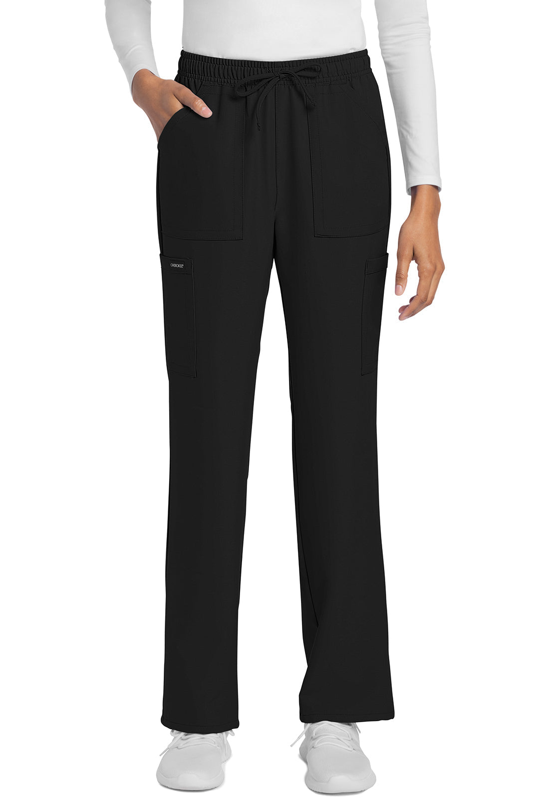 Women's Mid Rise Drawstring Trouser Cargo Pant - Black