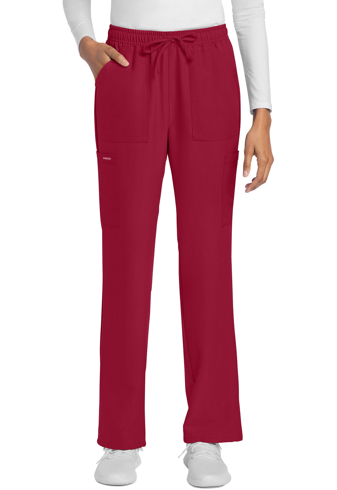 Women's Mid Rise Drawstring Trouser Cargo Pant - RED