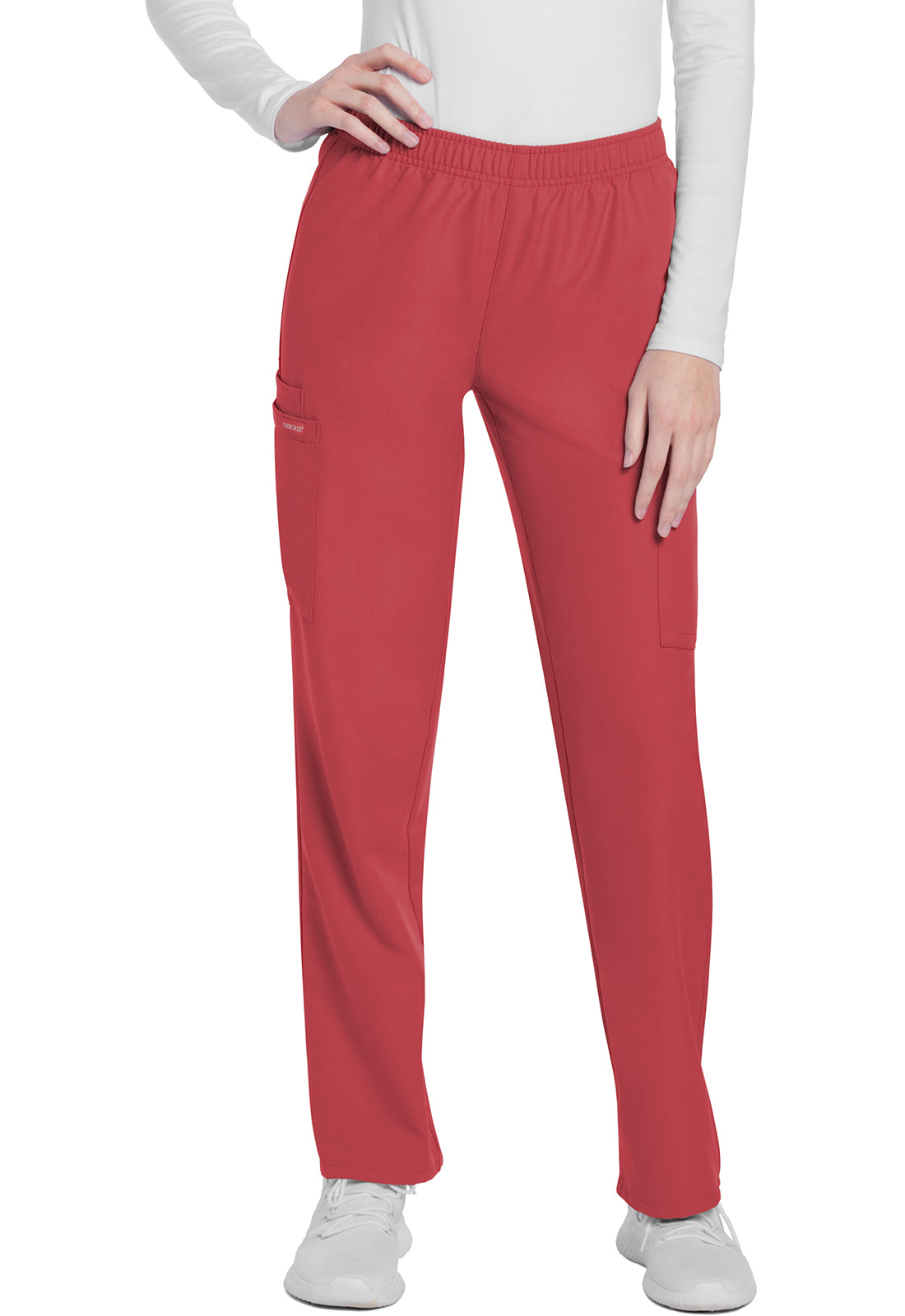 Women's Mid Rise Pull-on Slim Leg Cargo Pant - Spiced Coral