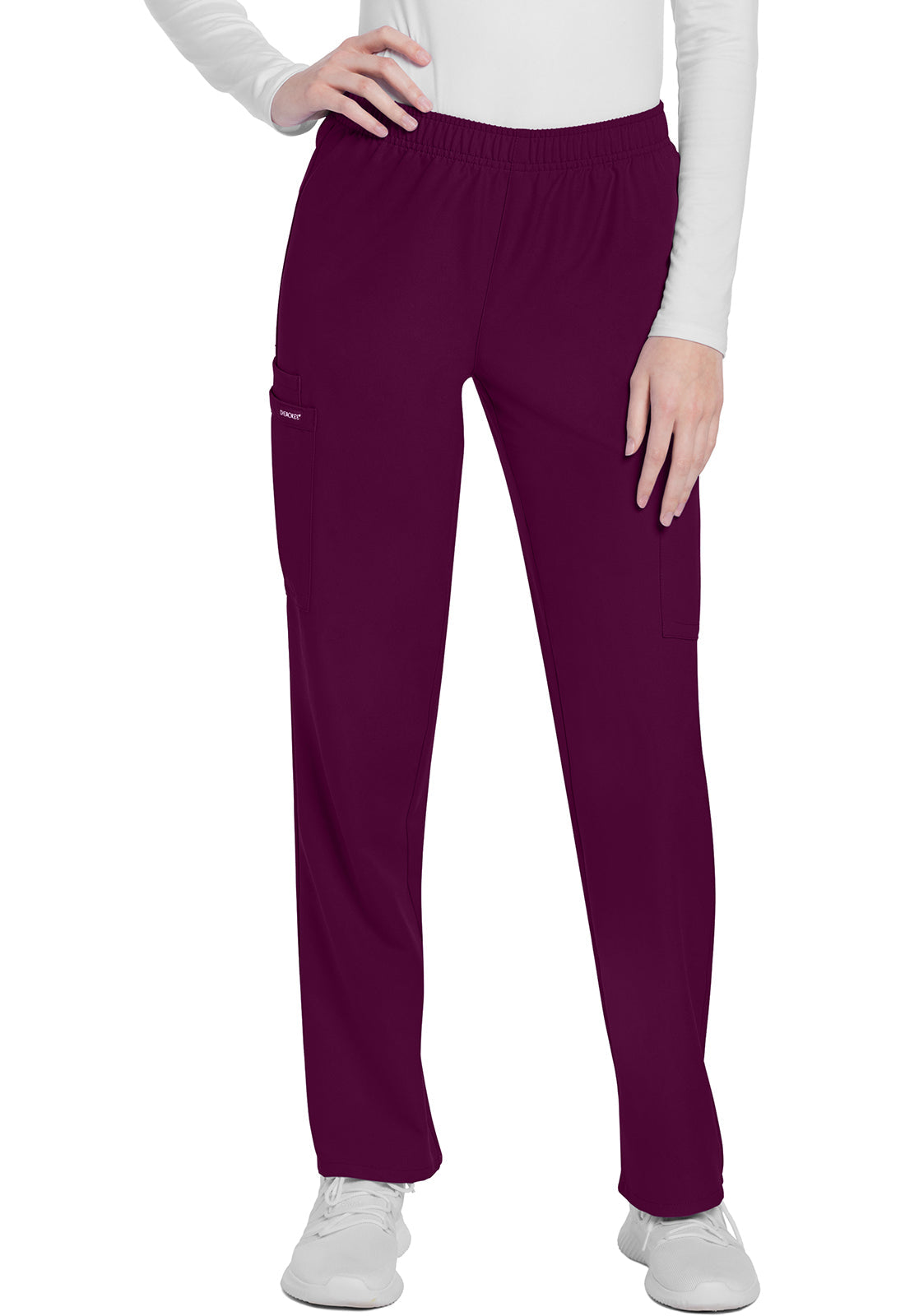 Women's Mid Rise Pull-on Slim Leg Cargo Pant - Wine