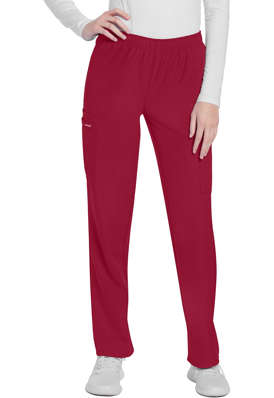 Women's Mid Rise Pull-on Slim Leg Cargo Pant - RED