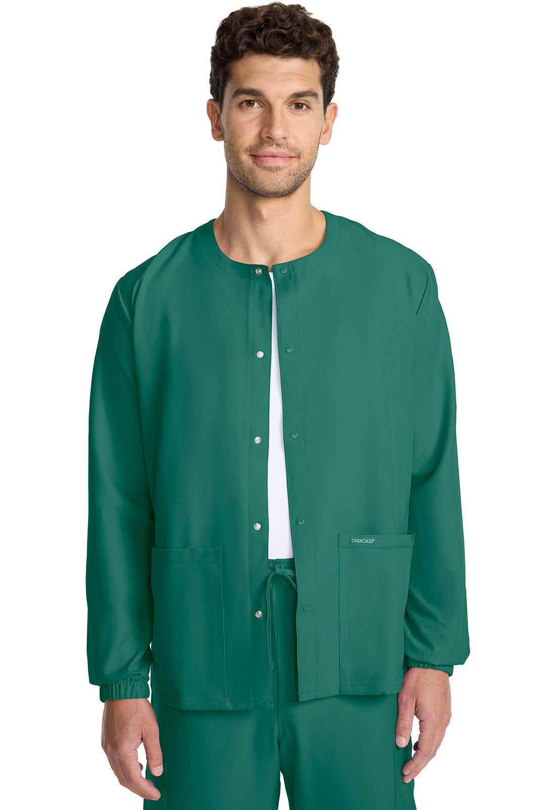 Unisex Unisex Snap Front Warm Up Jacket - Hunter Green