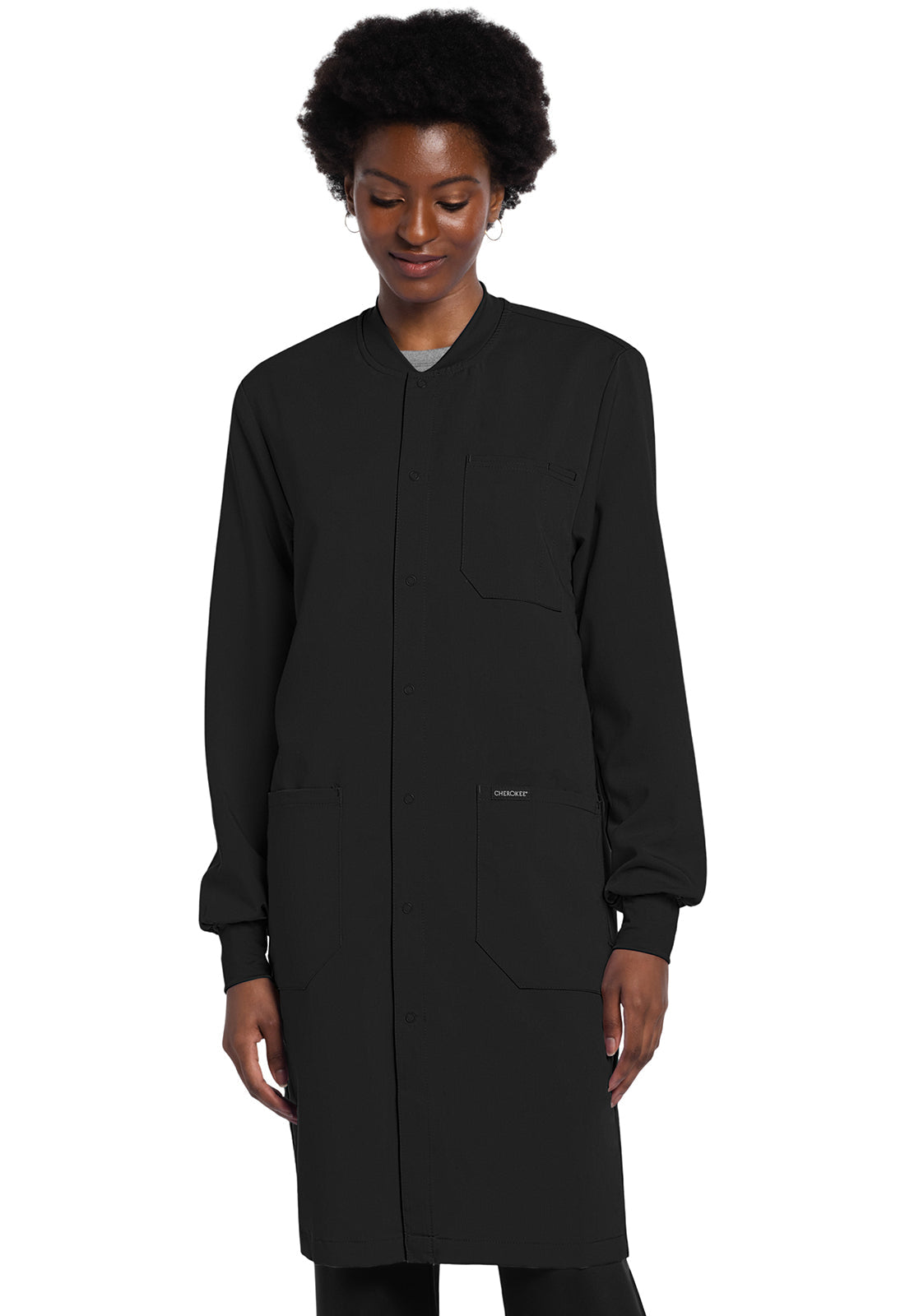 Unisex 40" Snap Front Lab Coat - Black