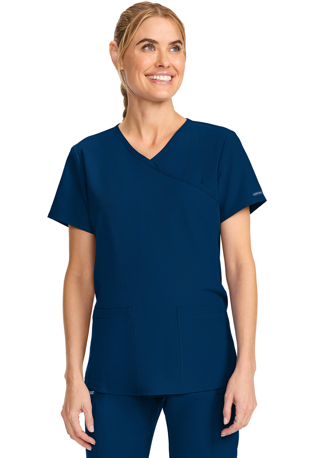 Women's  Maternity Mock Wrap V-Neck Top - Navy