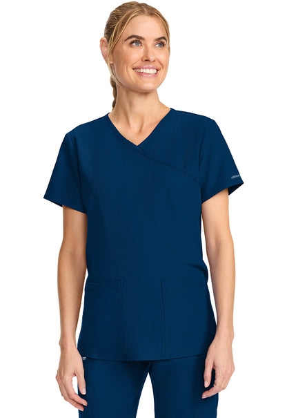 Women's  Maternity Mock Wrap V-Neck Top - Navy