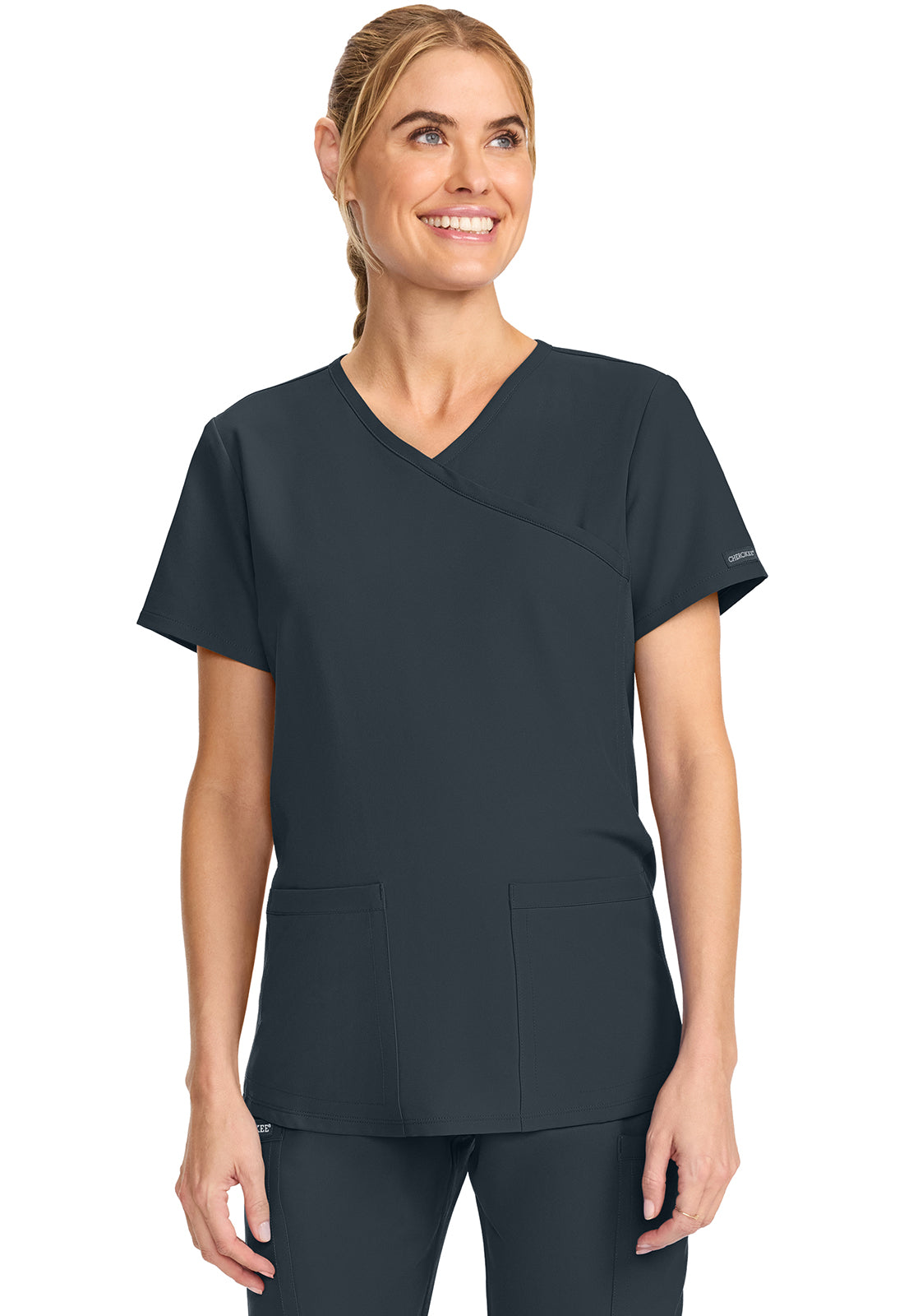 Women's  Maternity Mock Wrap V-Neck Top - Pewter