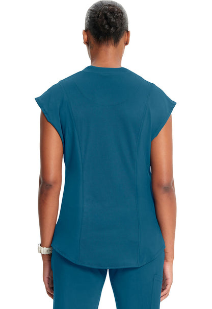 Women's Mock Neck Top - Caribbean Blue