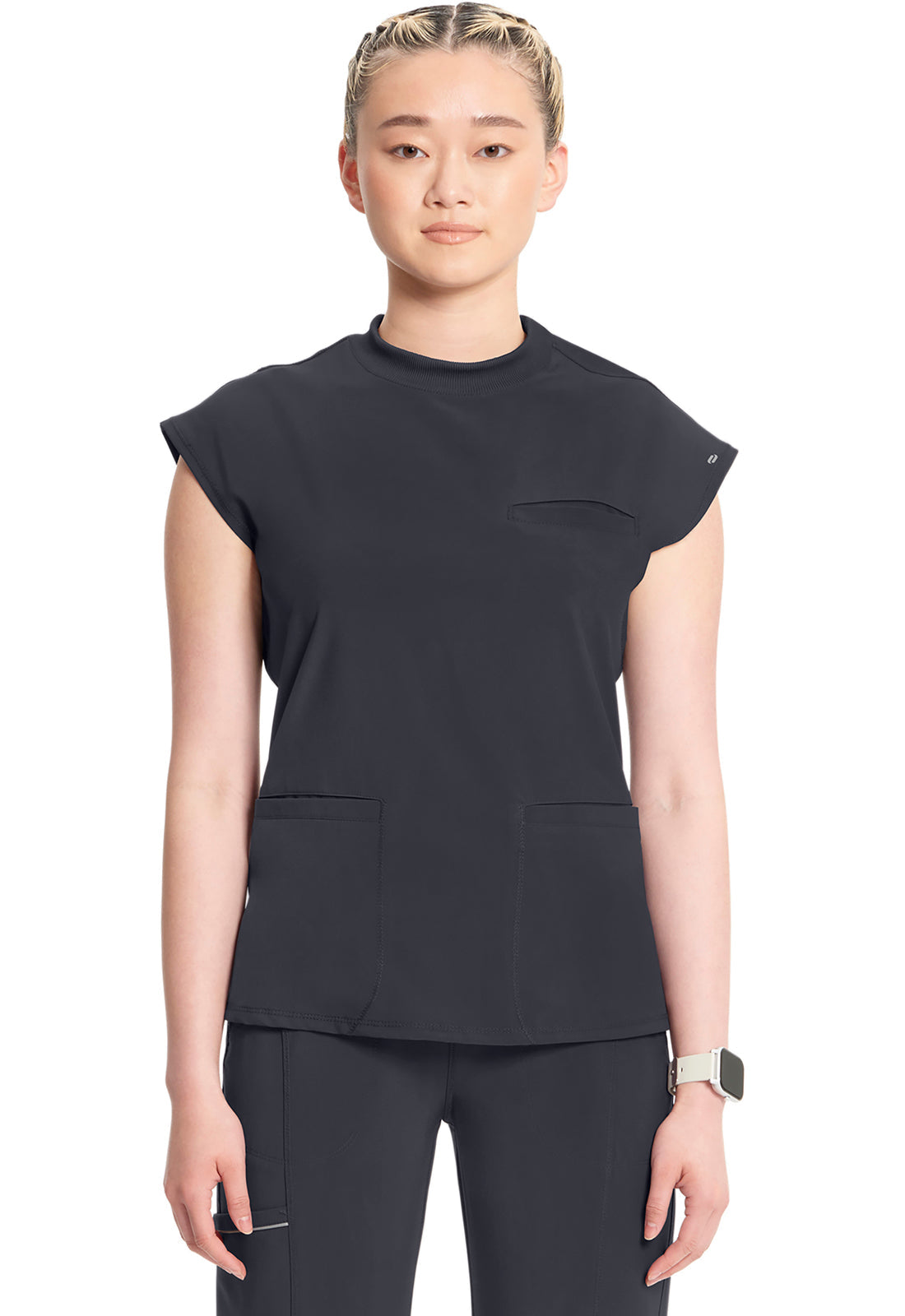 Women's Mock Neck Top - Pewter