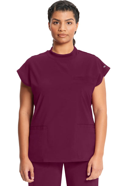 Women's Mock Neck Top - Wine