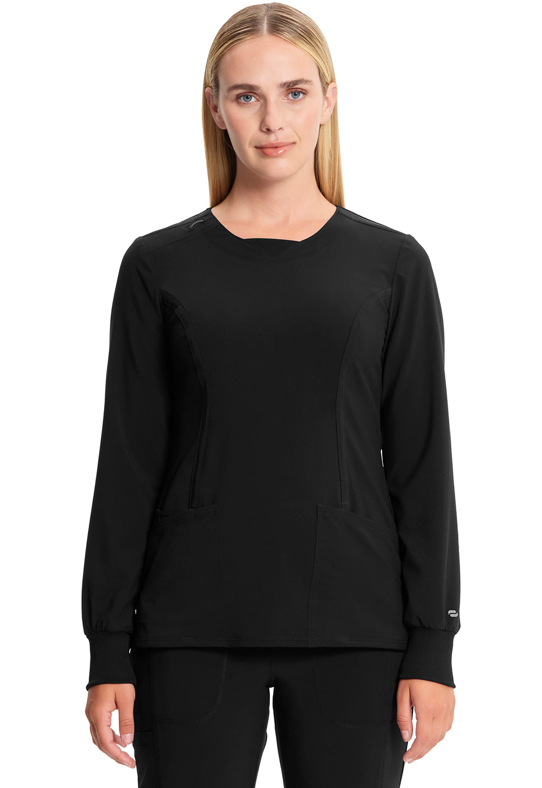 Women's Long Sleeve Round Neck Top - Black