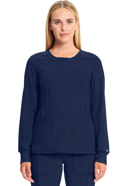 Women's Long Sleeve Round Neck Top - Navy