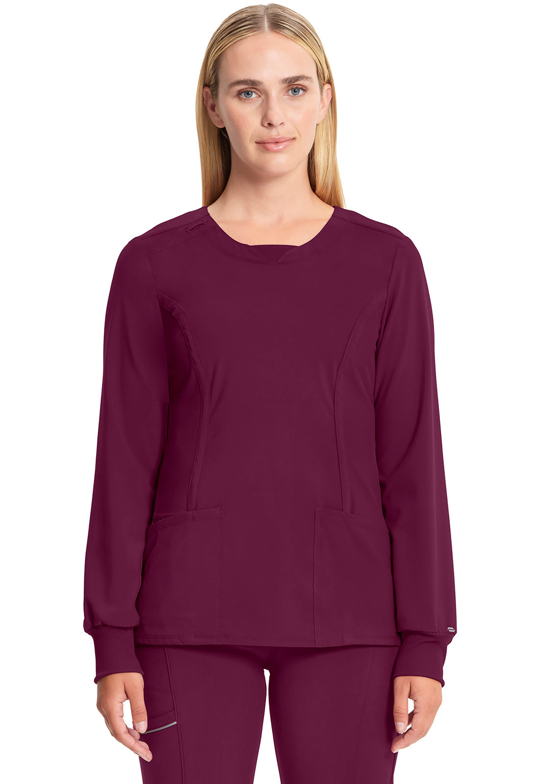 Women's Long Sleeve Round Neck Top - Wine