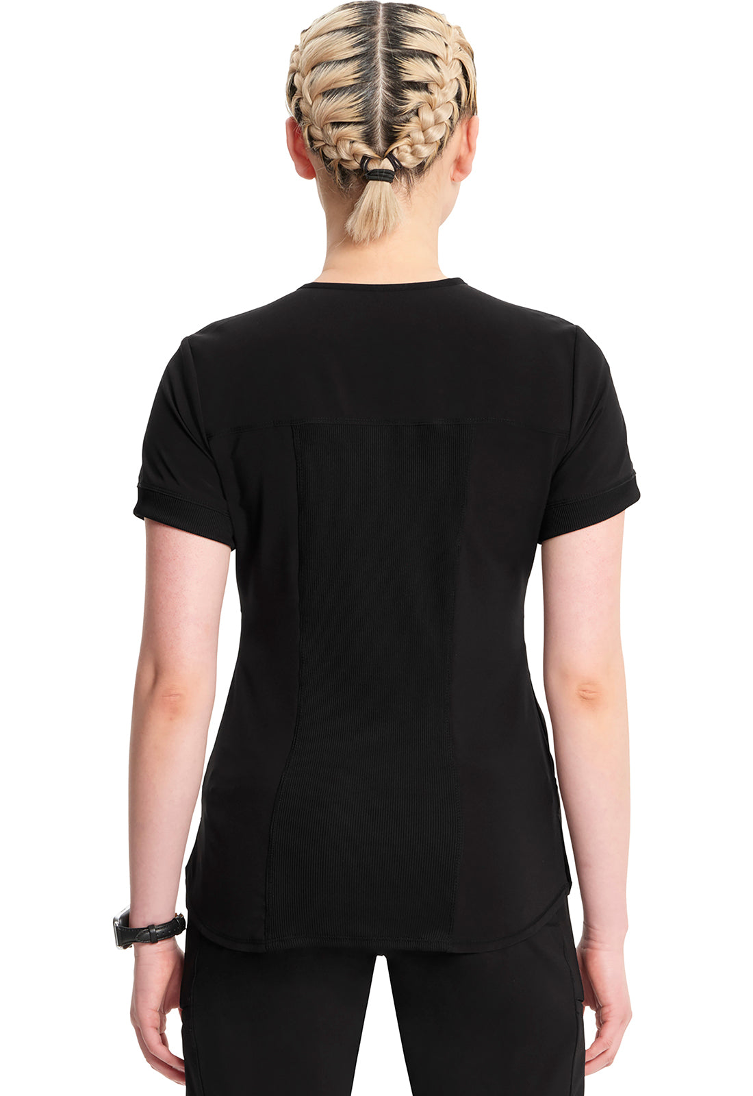 Women's Zip Front V-Neck Top - Black