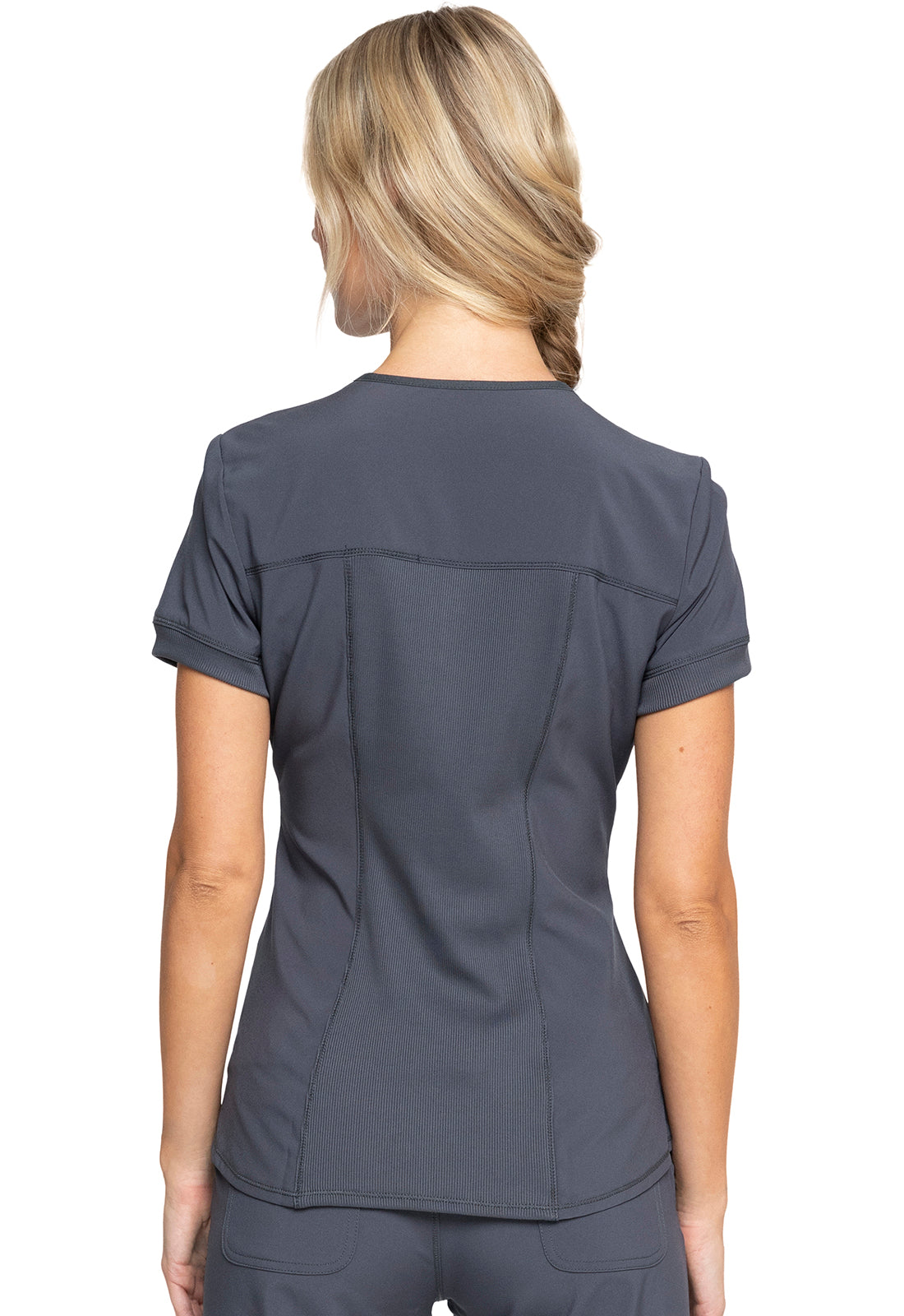 Women's Zip Front V-Neck Top - Pewter