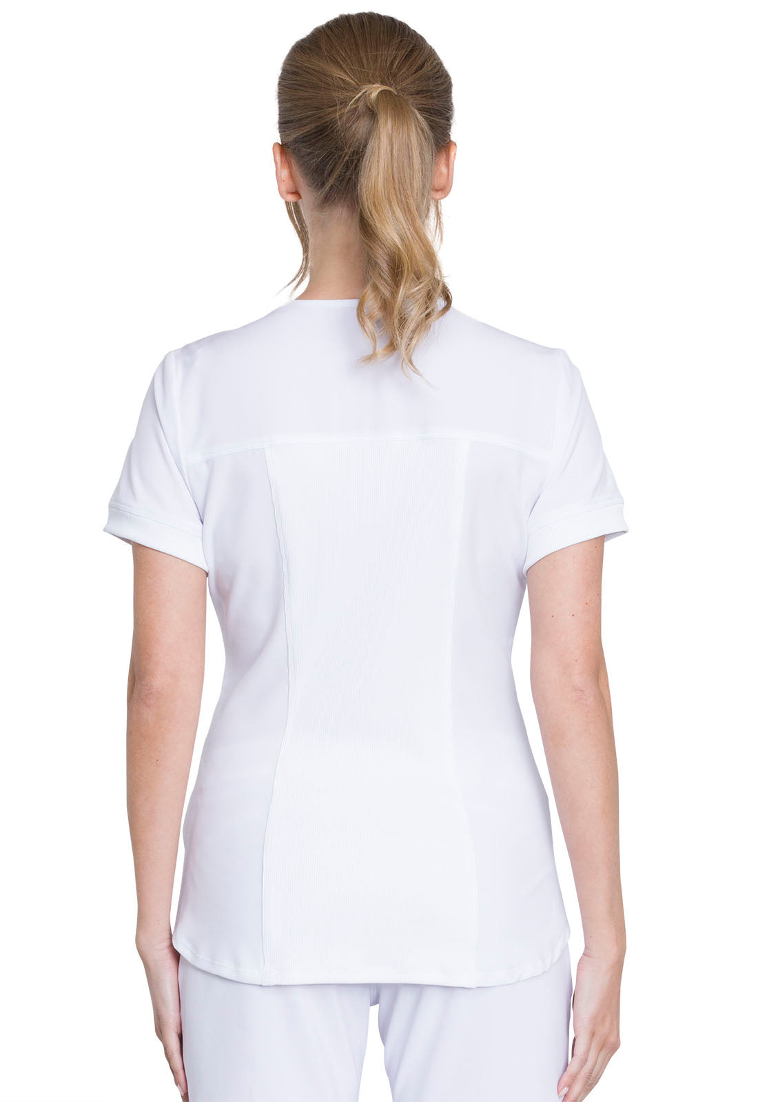 Women's Zip Front V-Neck Top - White