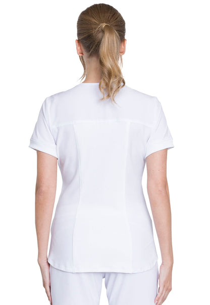 Women's Zip Front V-Neck Top - White