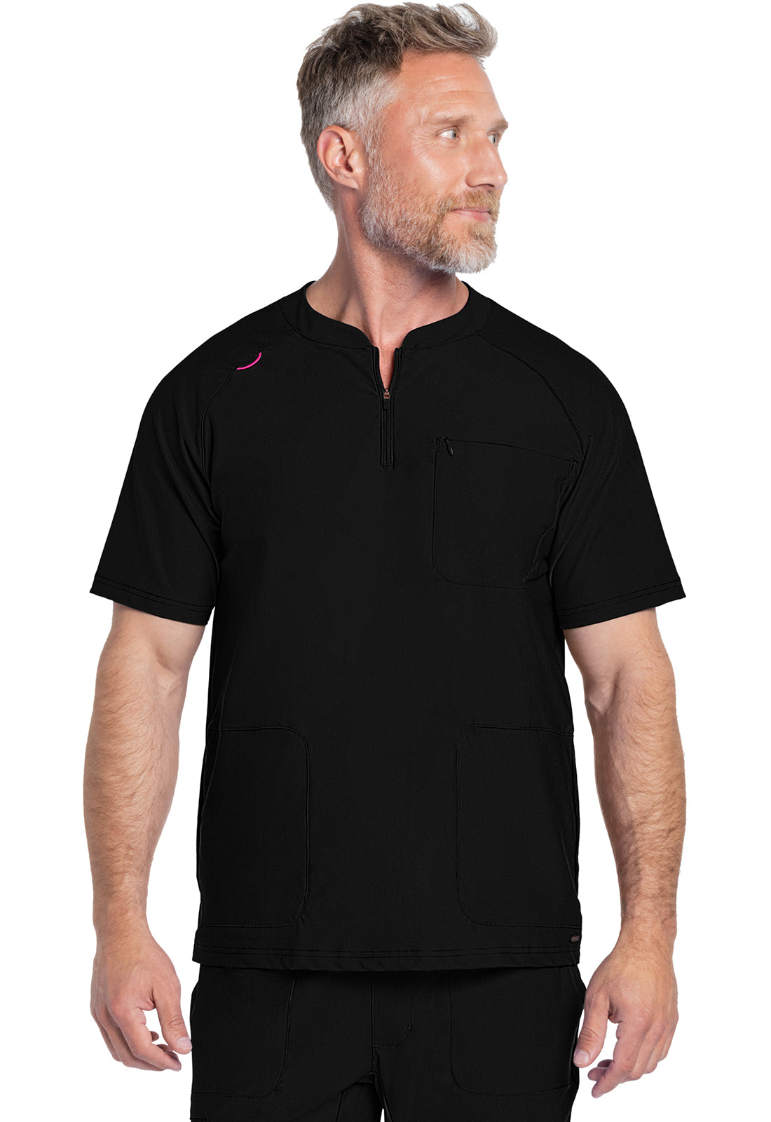 Men's Men's Quarter Zip Henley Top - Black