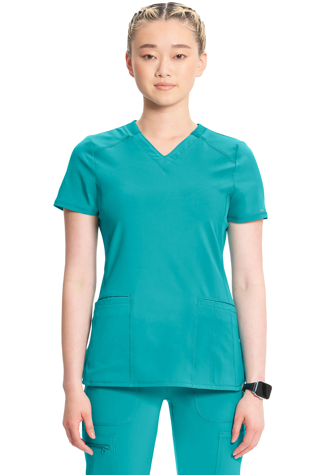 Women's V-Neck Top - Teal Blue