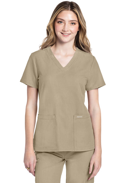 Women's V-Neck Top - Khaki
