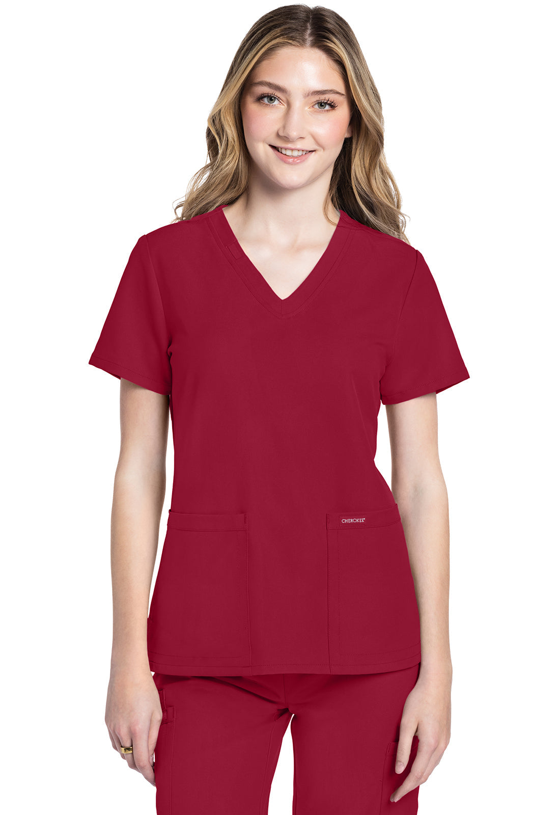 Women's V-Neck Top - Red