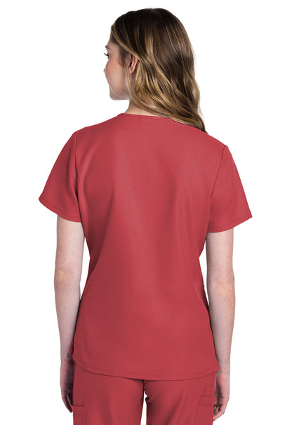 Women's V-Neck Top - Spiced Coral