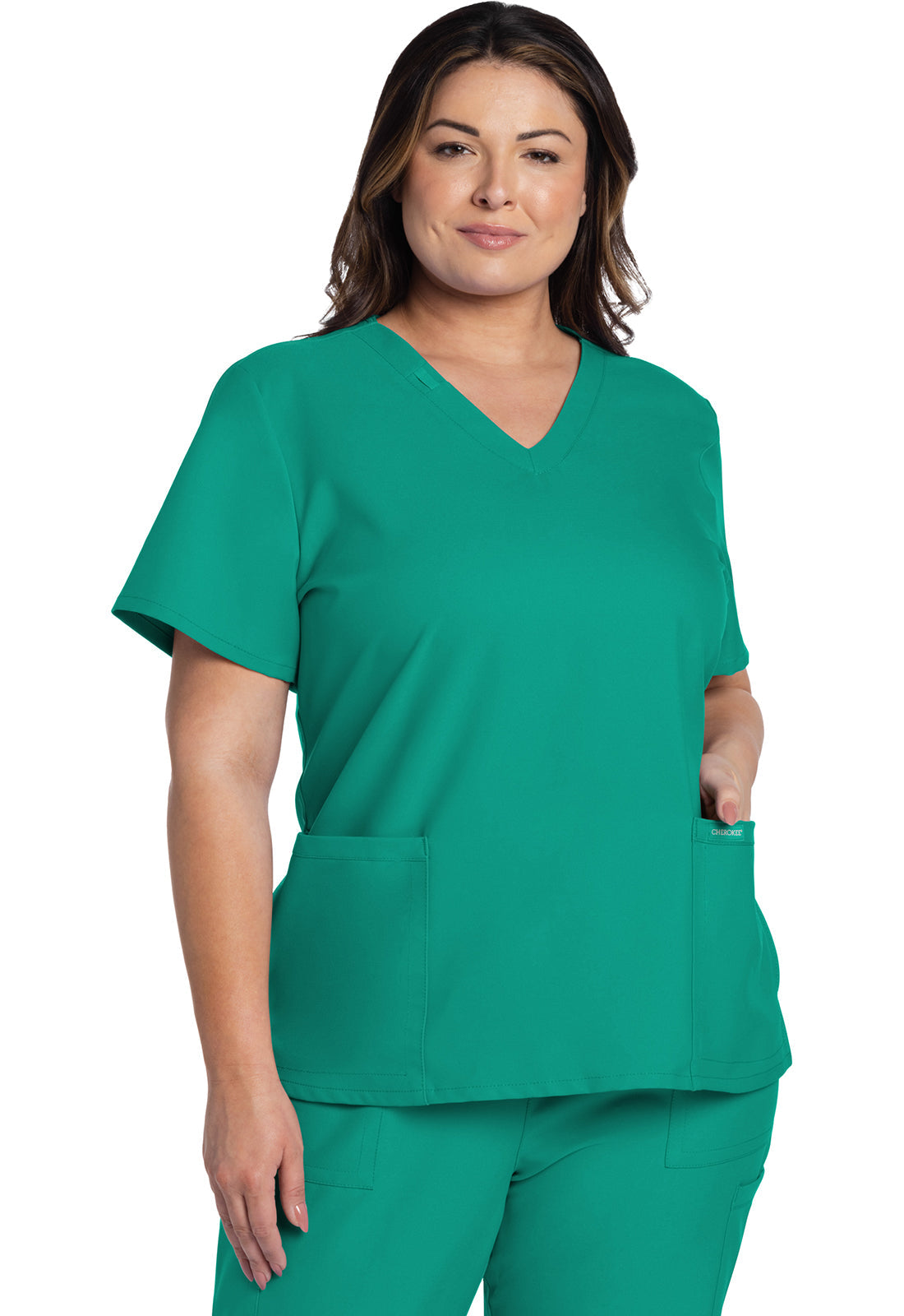 Women's V-Neck Top - Teal Blue