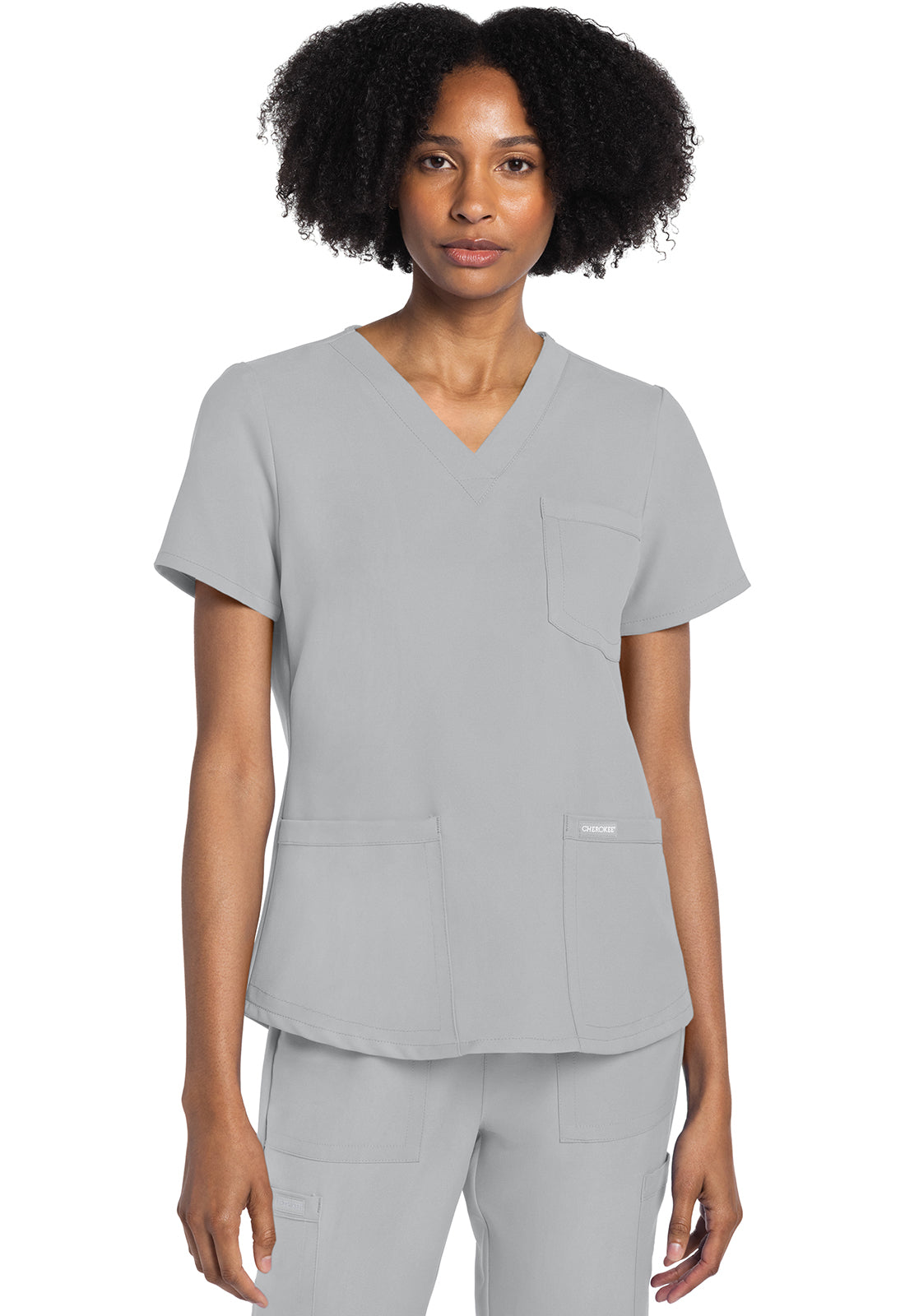 Women's V-Neck Top - Grey