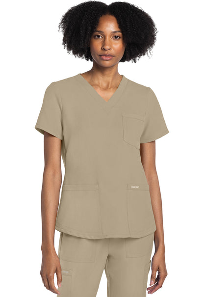 Women's V-Neck Top - Khaki